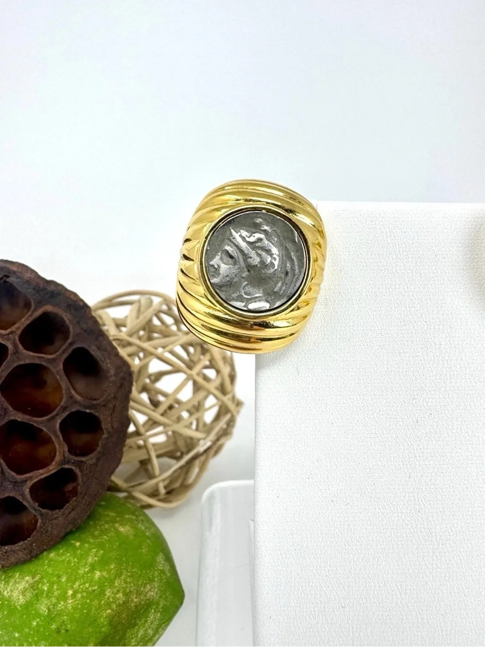 Vintage Joan Rivers Faux Ancient Coin Earrings
